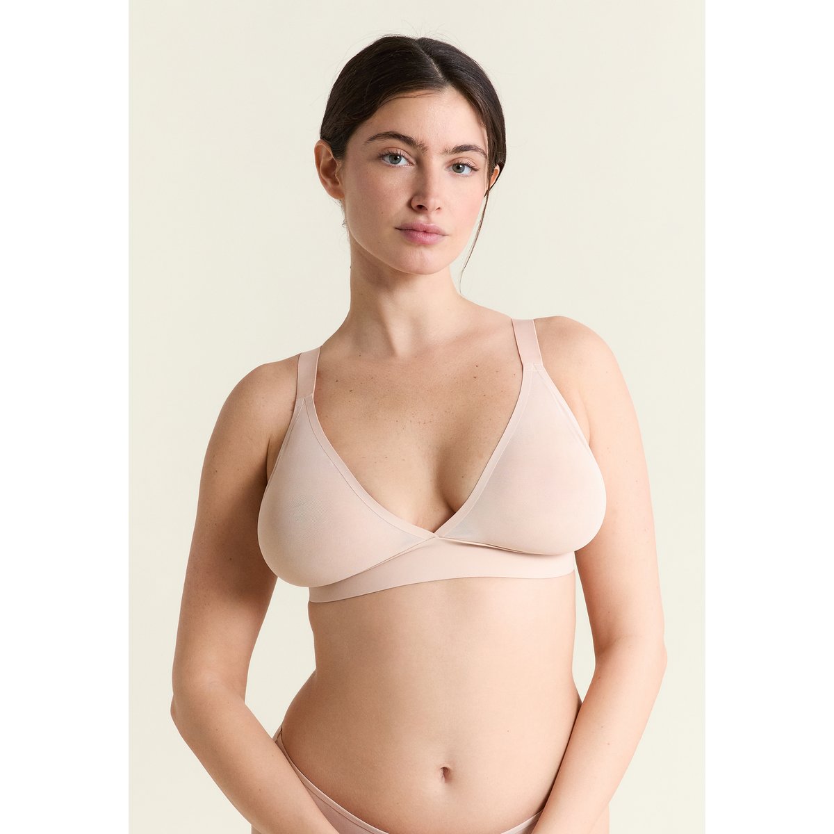 Soutien-gorge triangle sans armatures en tulle PURE MESH PLUS lin, ETAM