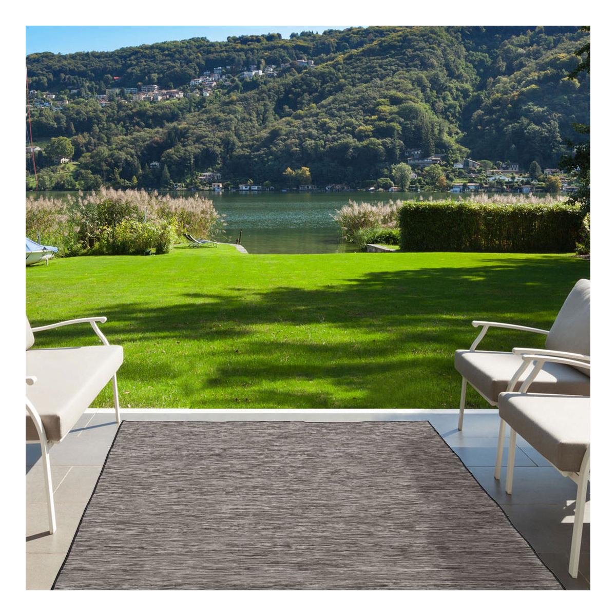 Tapis extérieur tissé kilim rectangle CHINAIO gris foncé, UN AMOUR DE TAPIS