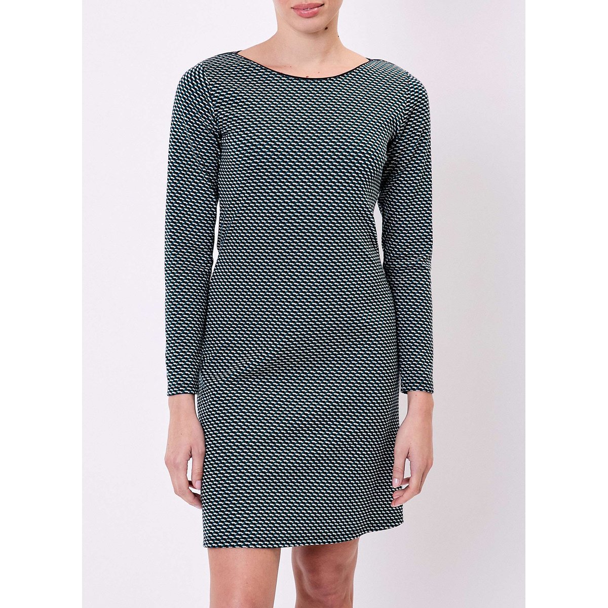 Robe ajustée maille jacquard bio CARLA bleu, PRINCESSE NOMADE