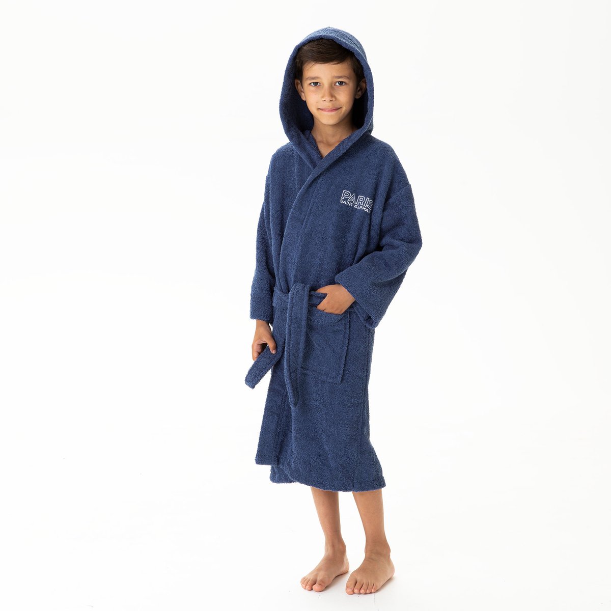 Peignoir enfant brodé 100% coton, Paris Saint Germain PARISIAN bleu, PSG