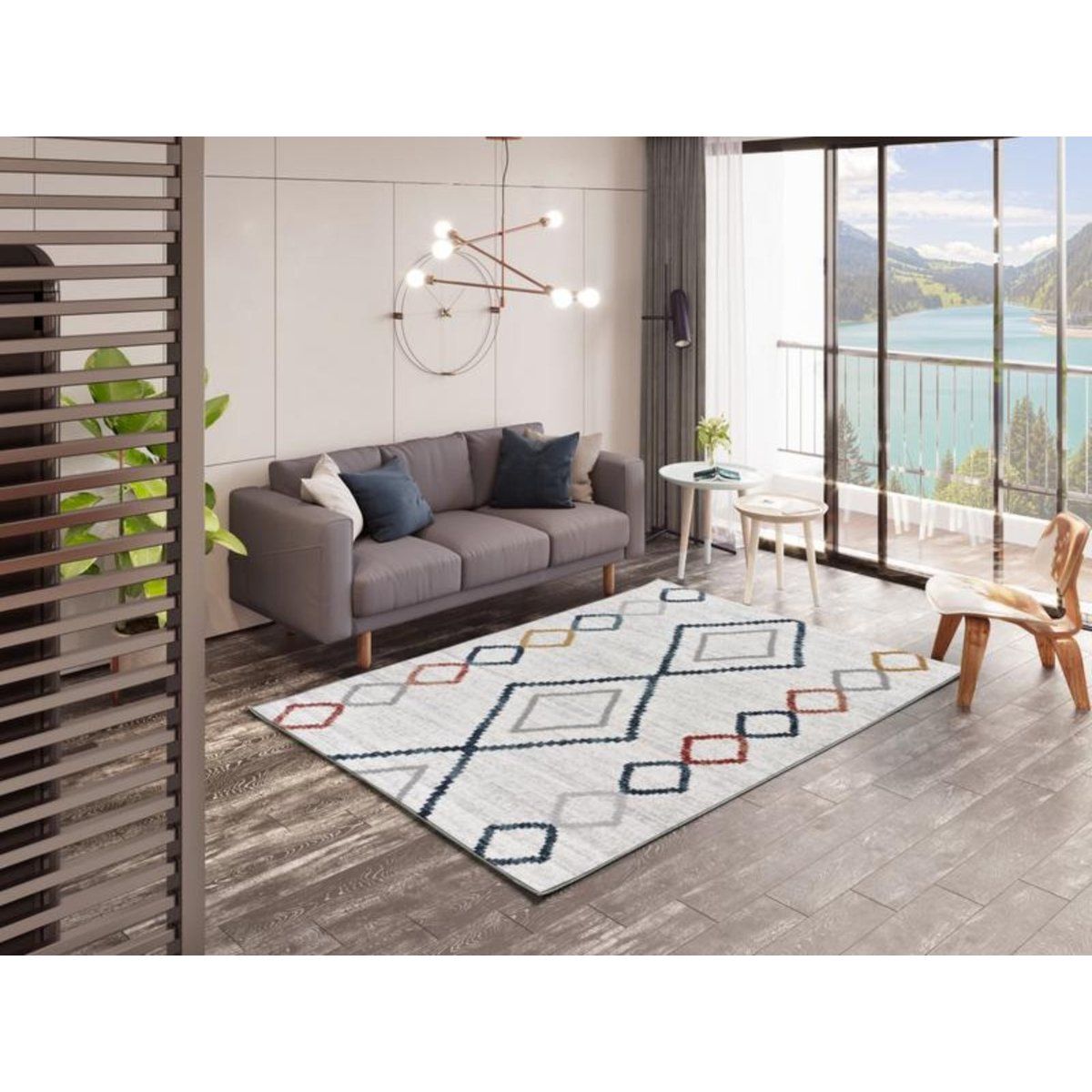 Tapis à motifs géométriques QUADRIS palette colorée, AFK LIVING