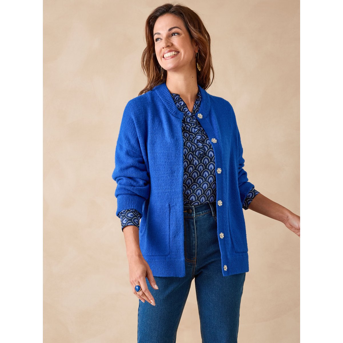 Cardigan à pressions bleu dur, DAXON