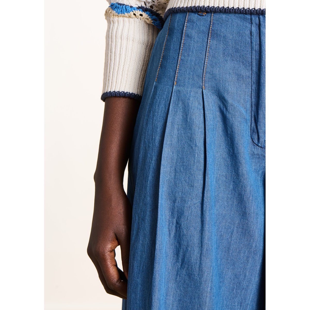 Pantalon large en jean souple medium, LA FEE MARABOUTEE