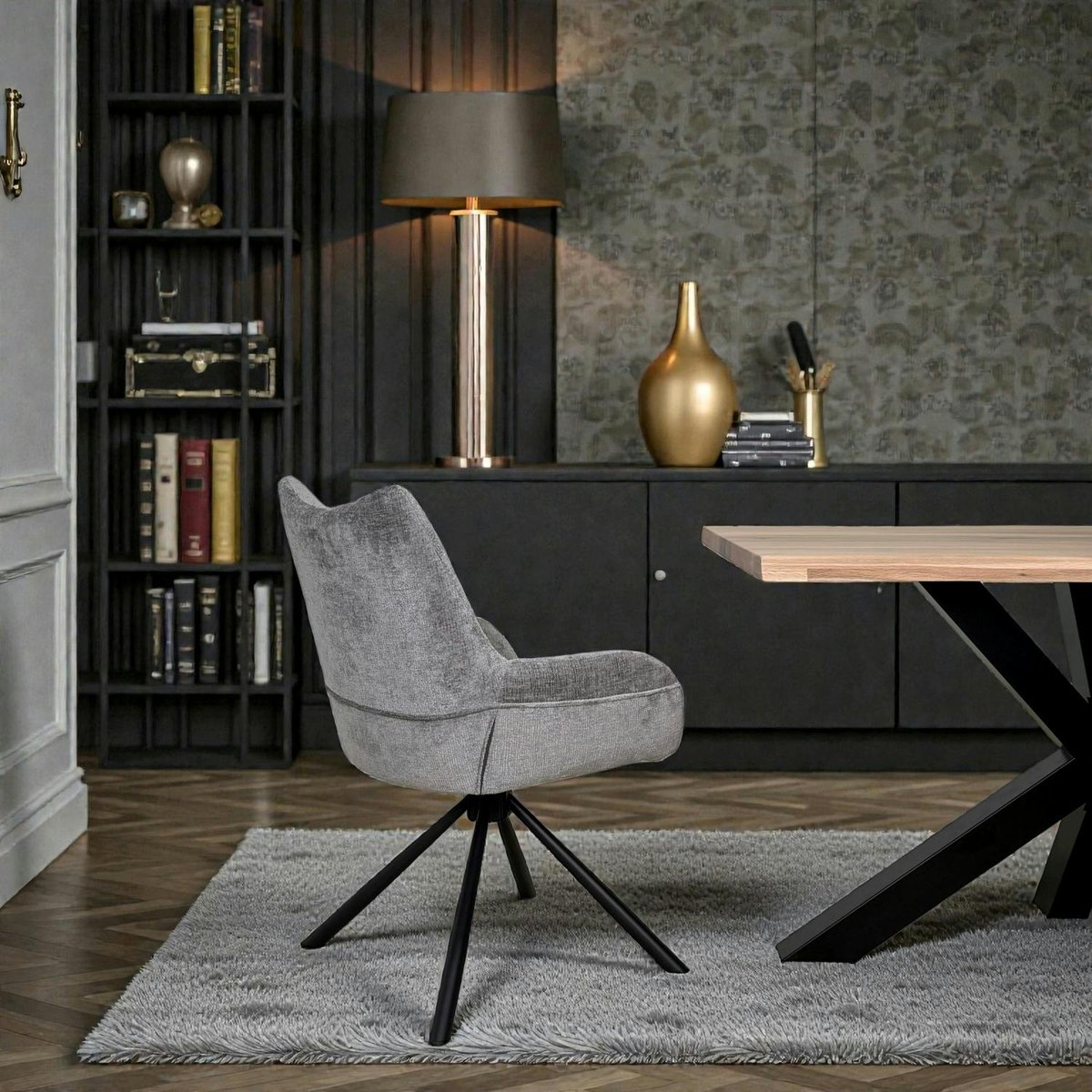 Chaise pivotante en tissu avec accoudoirs (lot de 2) IENA gris, PIER IMPORT