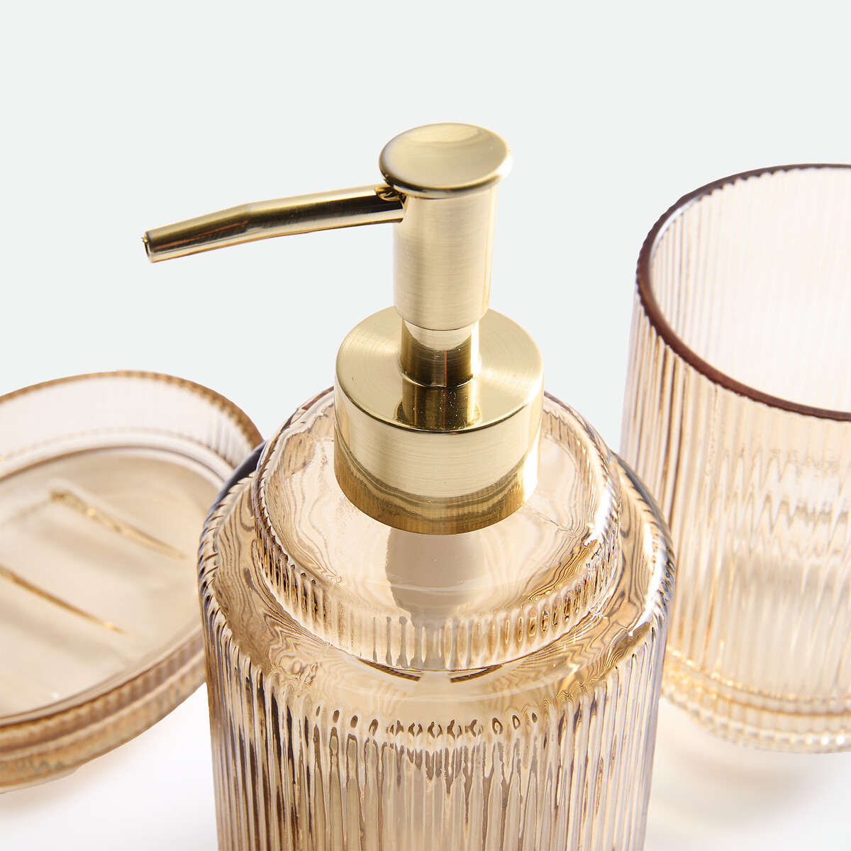 Set de salle de bain, en verre strié, LIZZO ambre, LA REDOUTE INTERIEURS