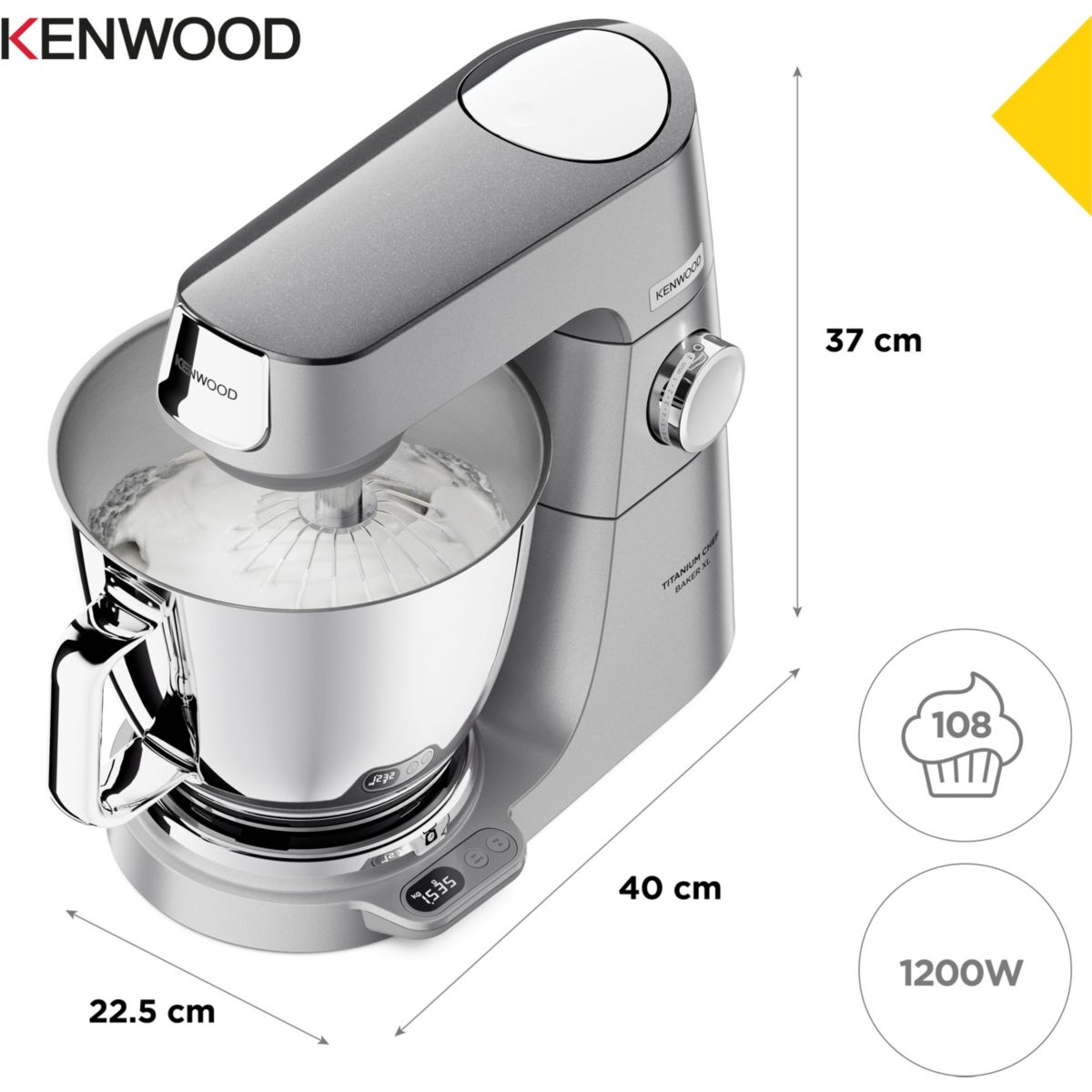 Robot pâtissier KVL85.009SI Titanium Chef Baker XL gris, KENWOOD