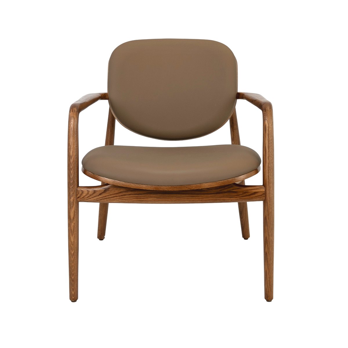 Fauteuil en similicuir taupe et noyer noyer | taupe, ANGEL CERDA