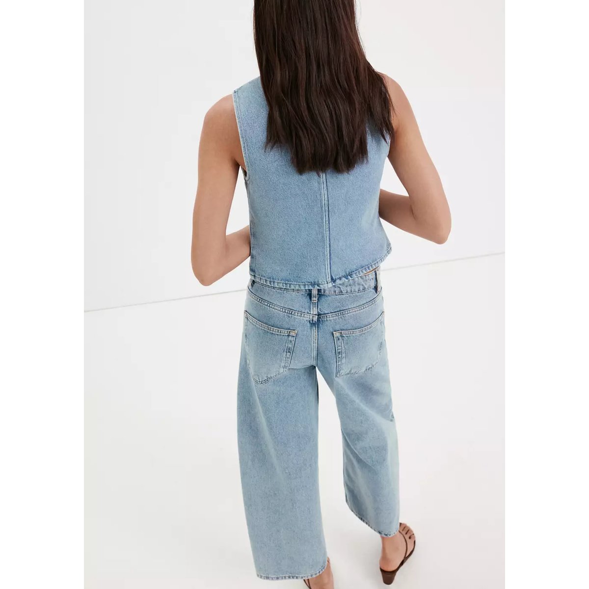 Top en denim à brandebourgs bleu moyen, MANGO