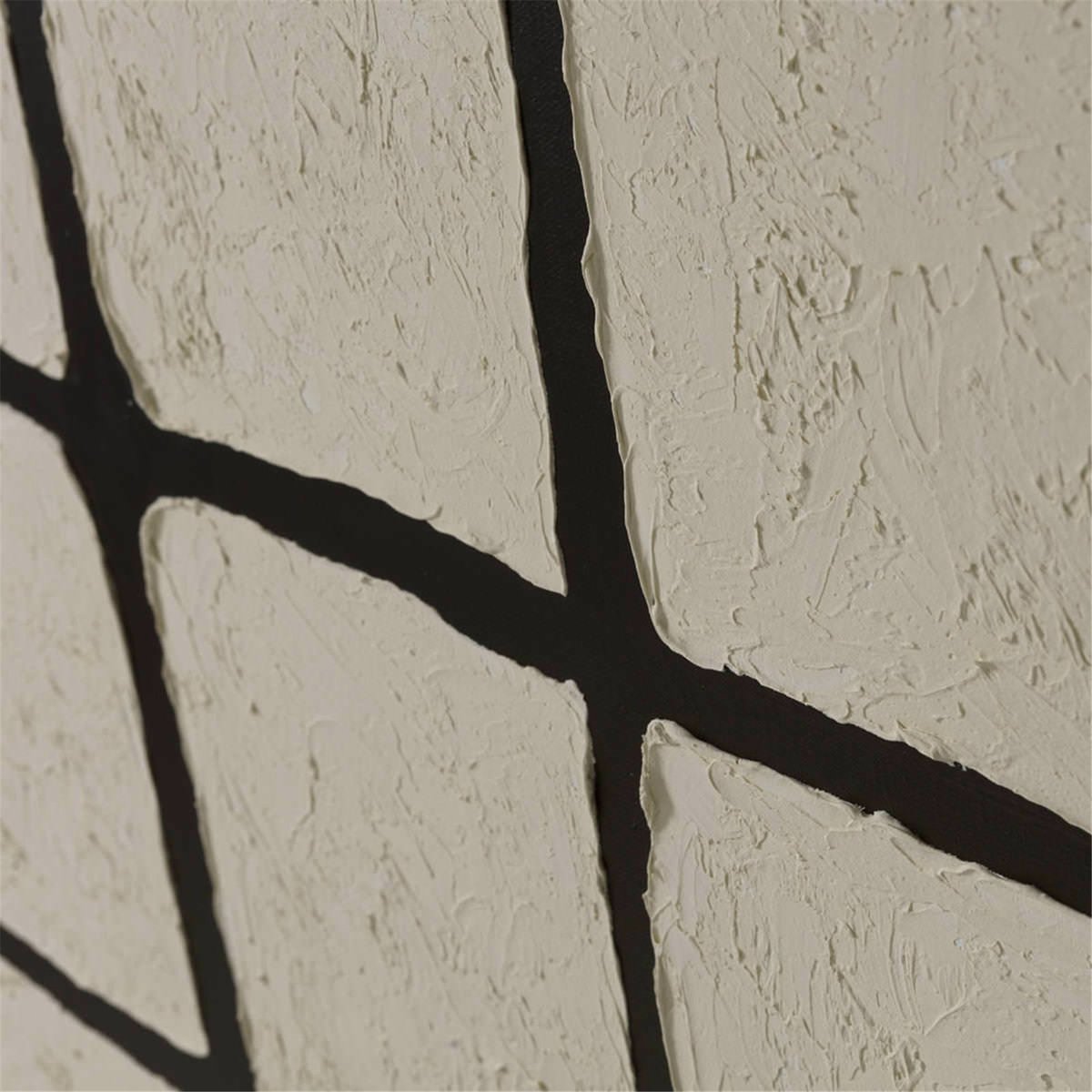 Toile tableau abstrait texturé fait main blanc et noir, RECOLLECTION