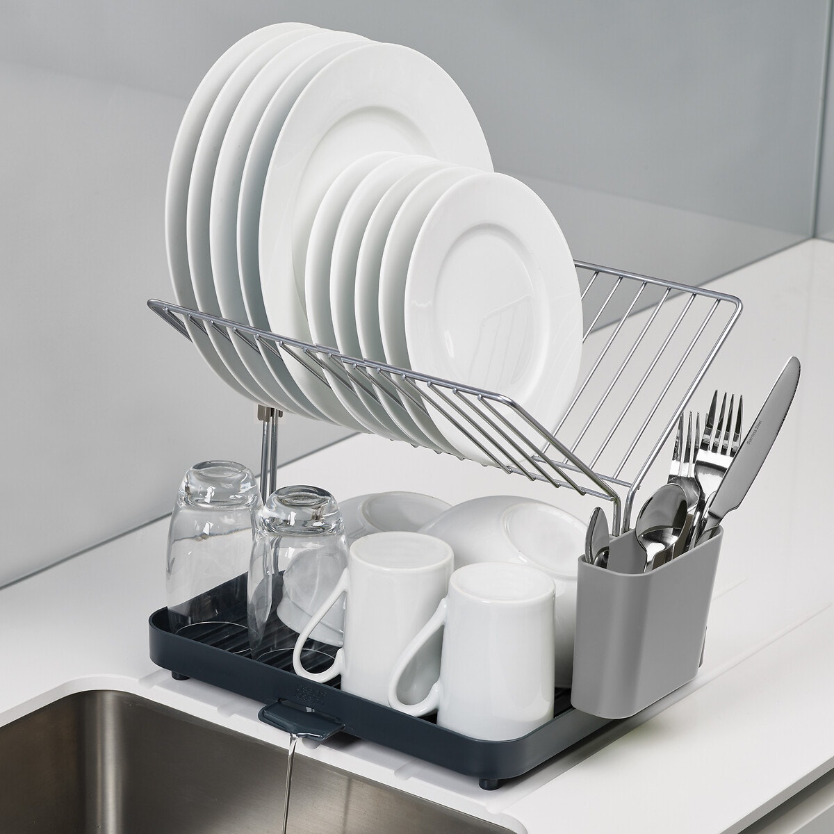 Égouttoir à vaiselle 2 niveaux 85084 gris, JOSEPH JOSEPH