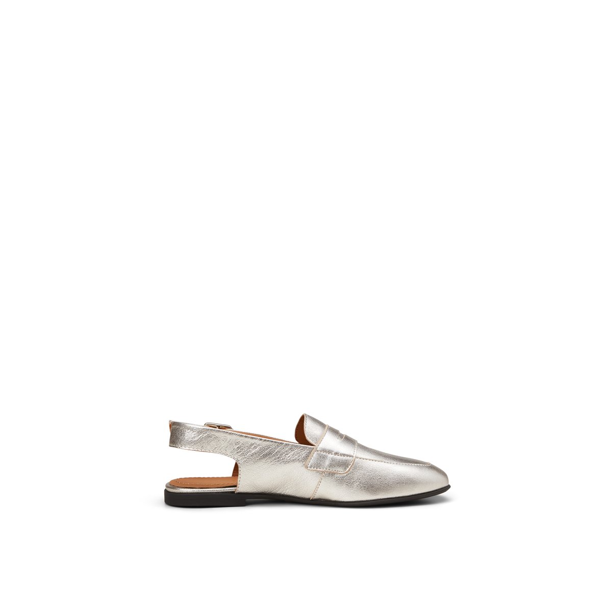 Mocassin slingback en cuir de vache raffiné grau, MARC O'POLO