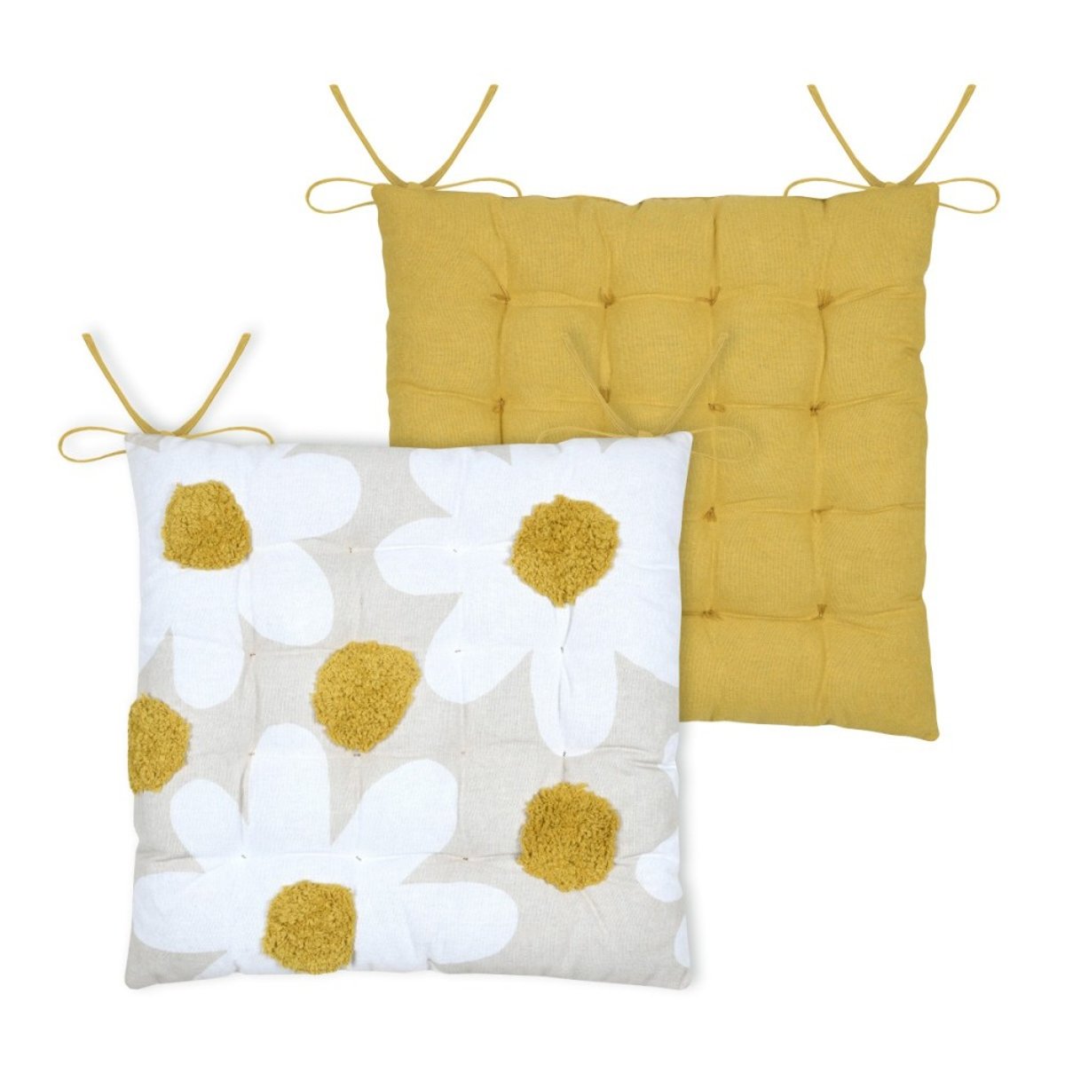 Lot de 4 galettes de chaise CAMILLE jaune, DECORATIE