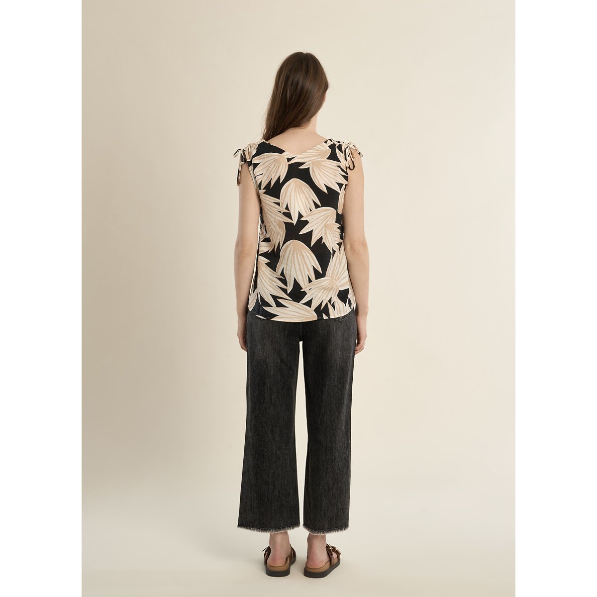 Blouse imprimée sans manches imprimé noir/blanc, MOLLY BRACKEN