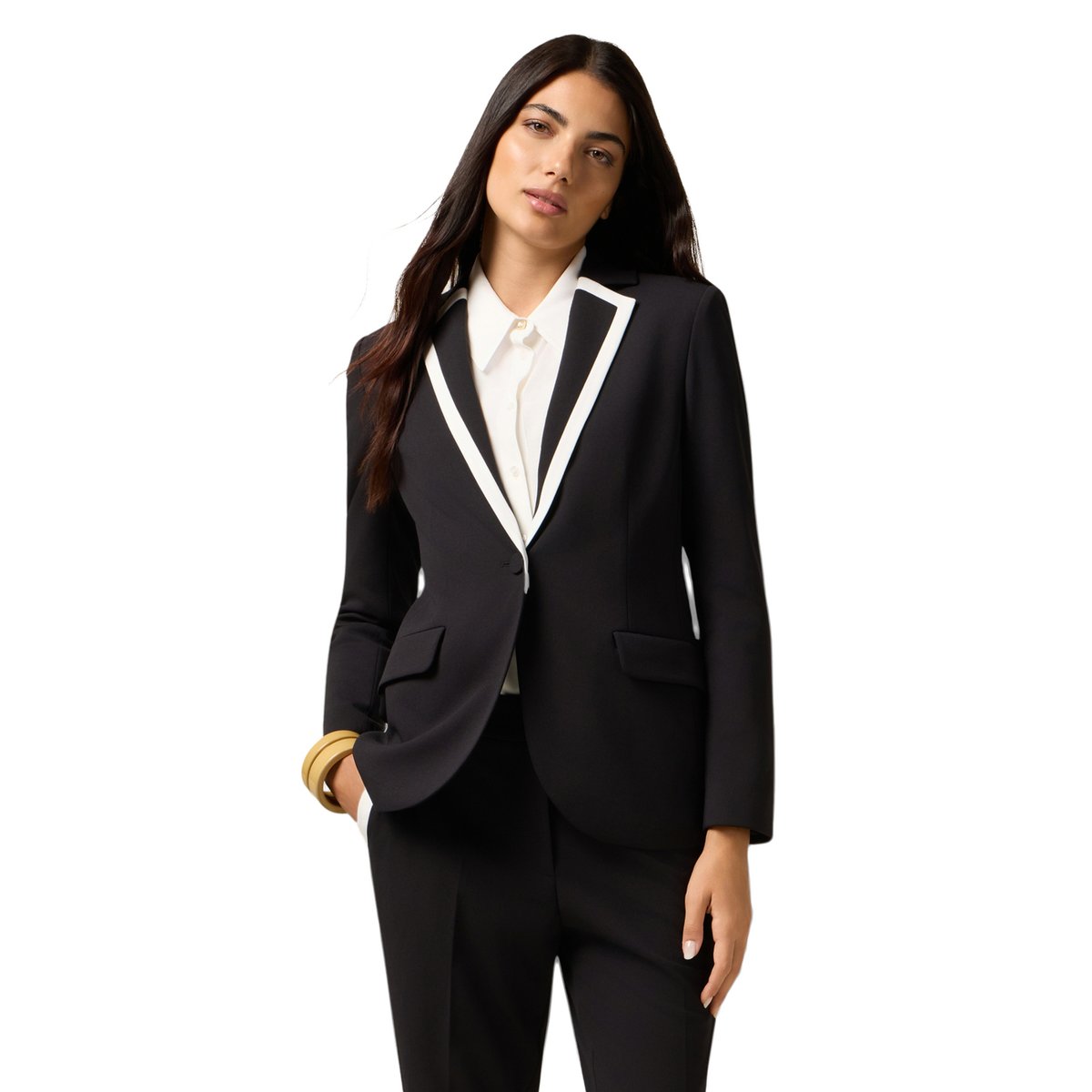 Blazer avec bordure contrastante noir, OLTRE