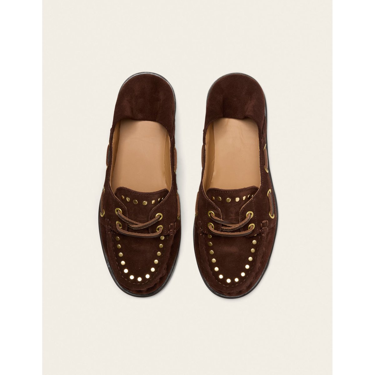 Mocassins OVEL suède chocolat clous, ODAJE