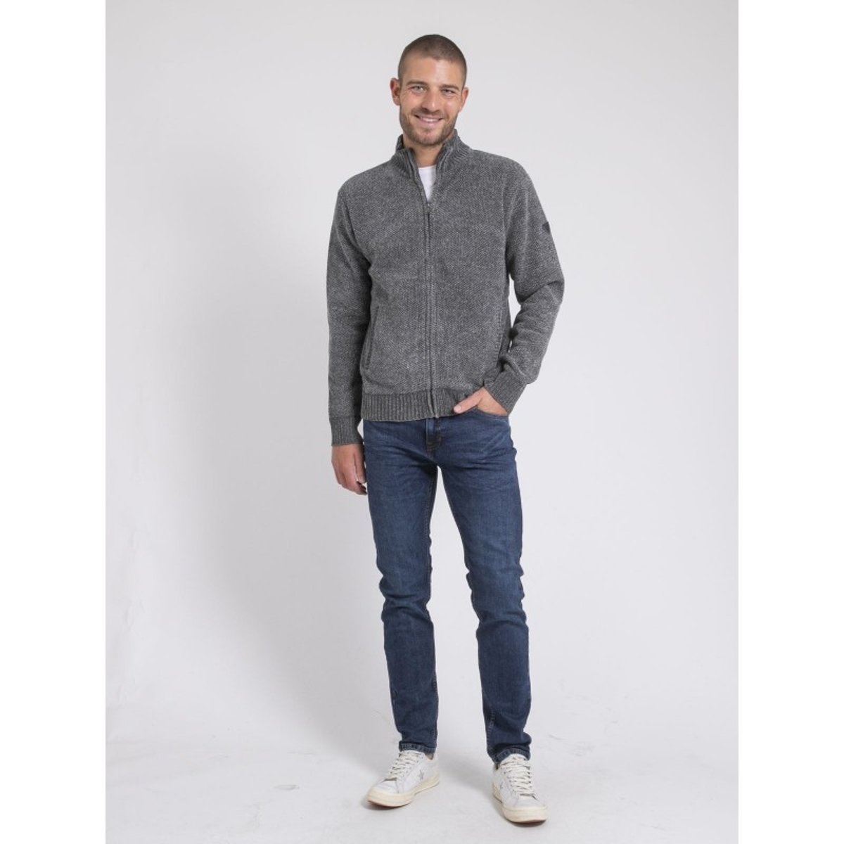 Gilet Zippé Col Montant Lygale gris, RITCHIE