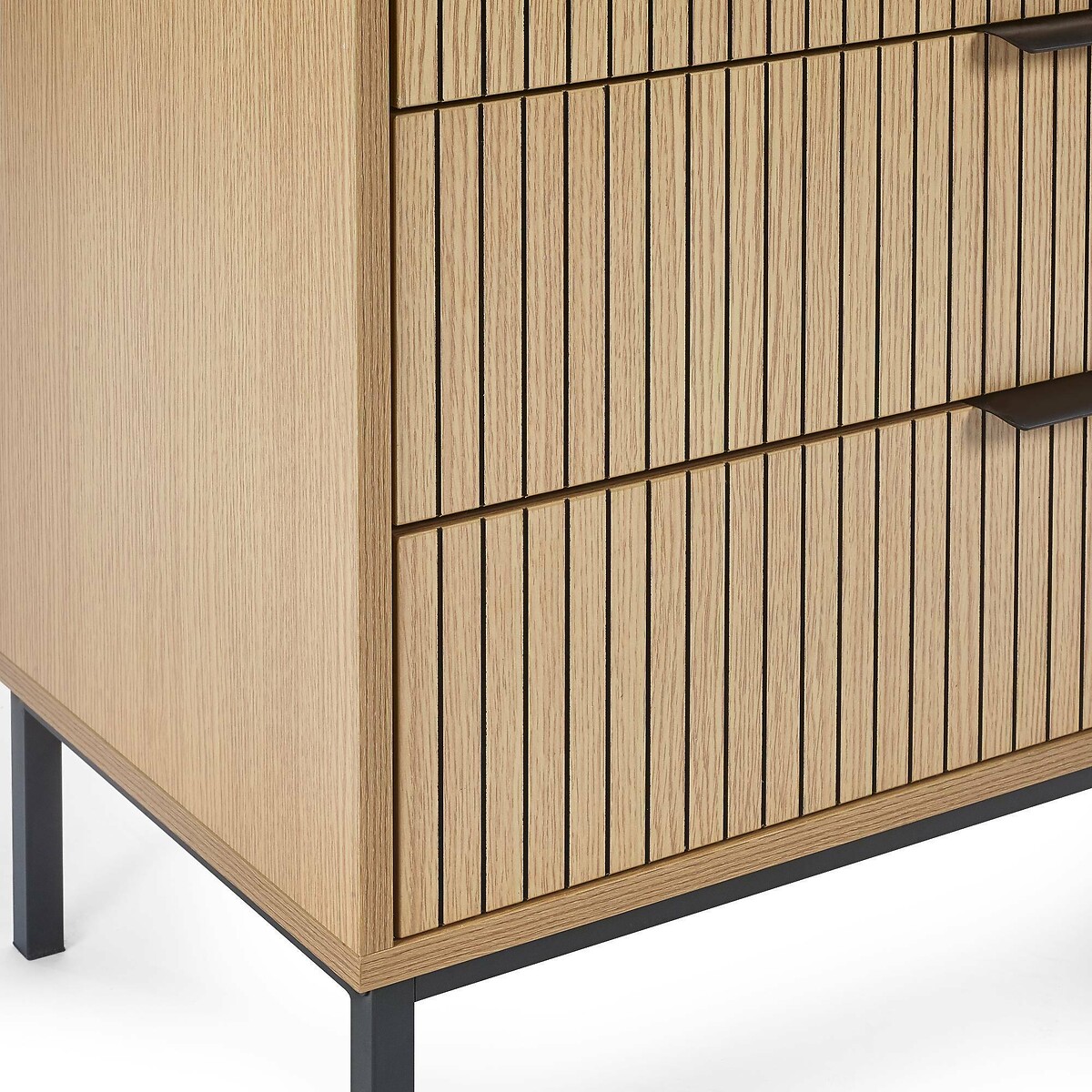 Gia Slatted Oak 5 Drawer Chest oak, SO'HOME