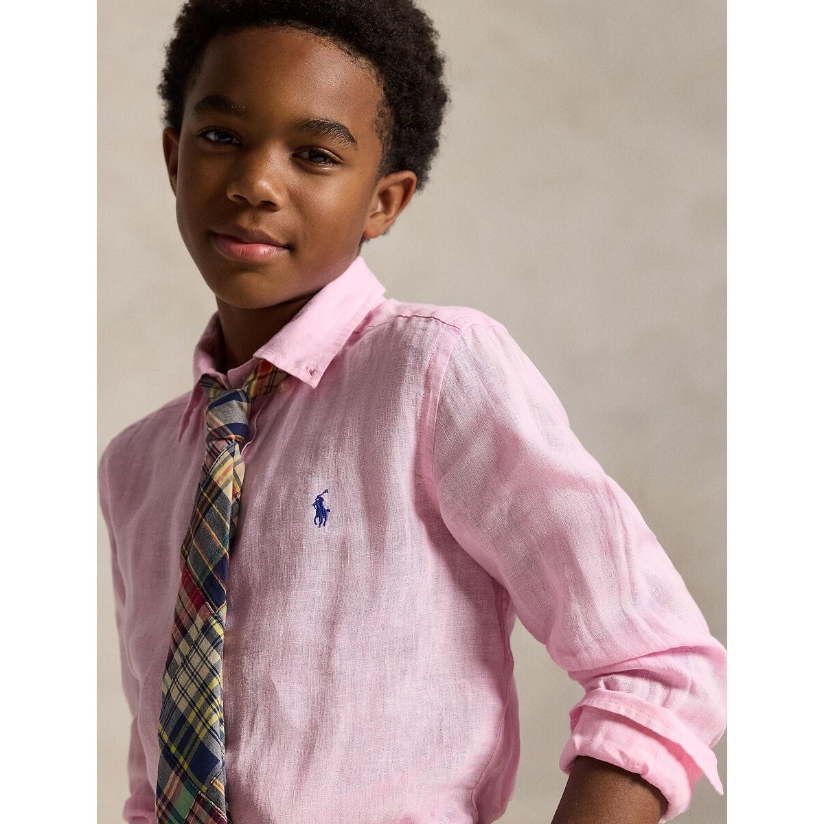 Chemise en lin à manches longues rose, POLO RALPH LAUREN