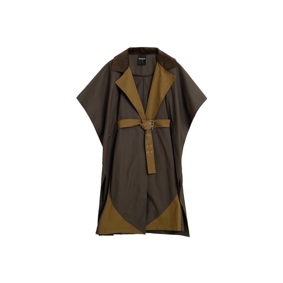 Poncho en gabardine marron, DESIGUAL