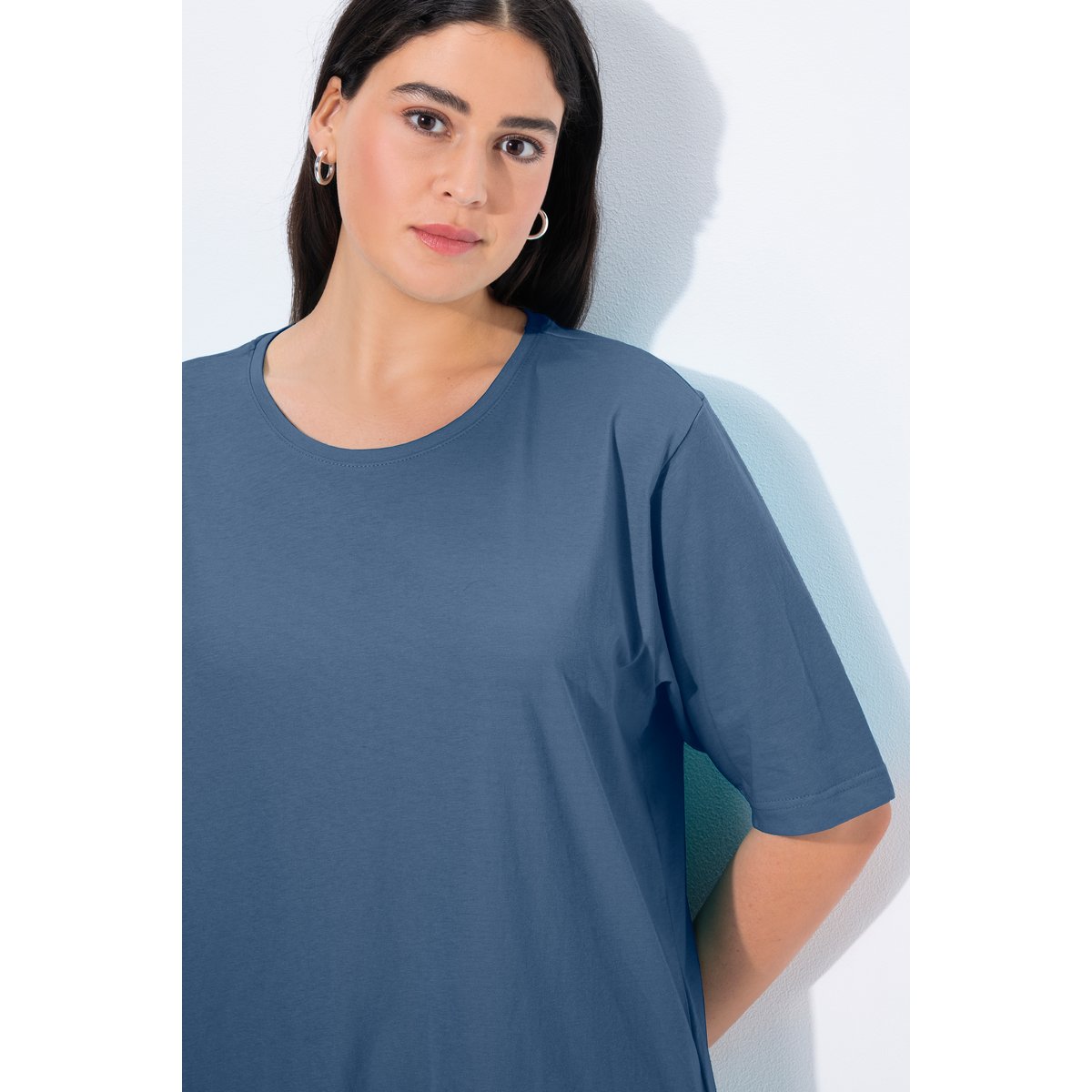 T-shirt coupe Relaxed Fit. Col bleu jean, ULLA POPKEN