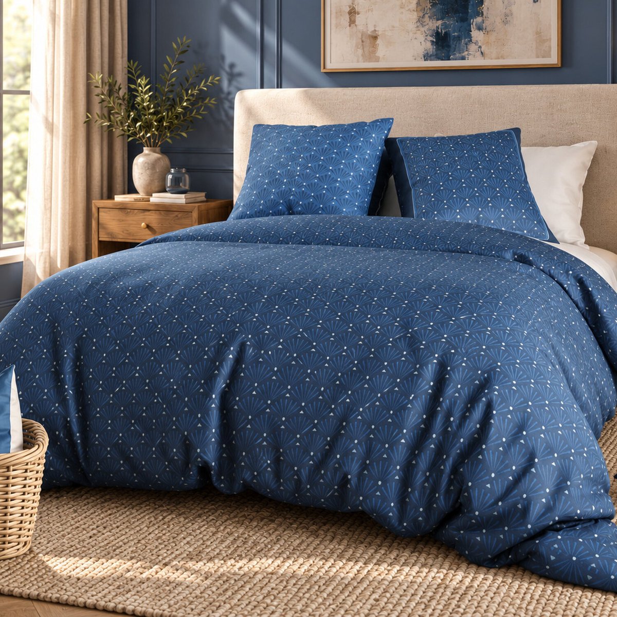 Parure housse de couette en coton imprimée, Azura multicolore, ATELIER DU COTON