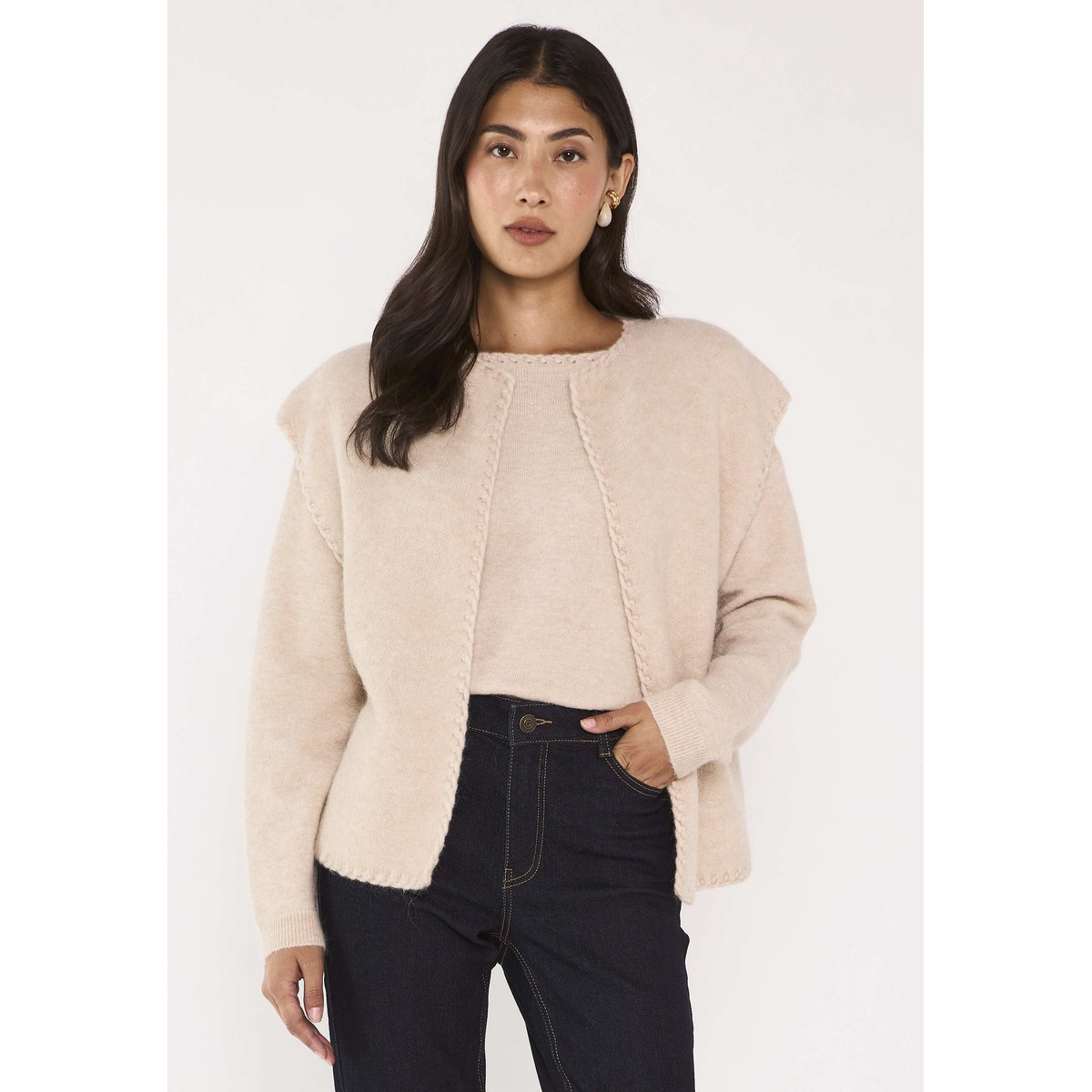 Gilet sans manches en laine mélangé ANTHEA naturel, Maison 123