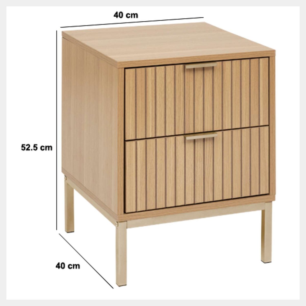 Table de chevet 2 tiroirs en bois TASSO marron, ATMOSPHERA