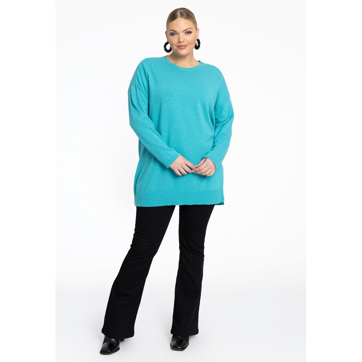 Pull avec manches longues turquoise, YOEK