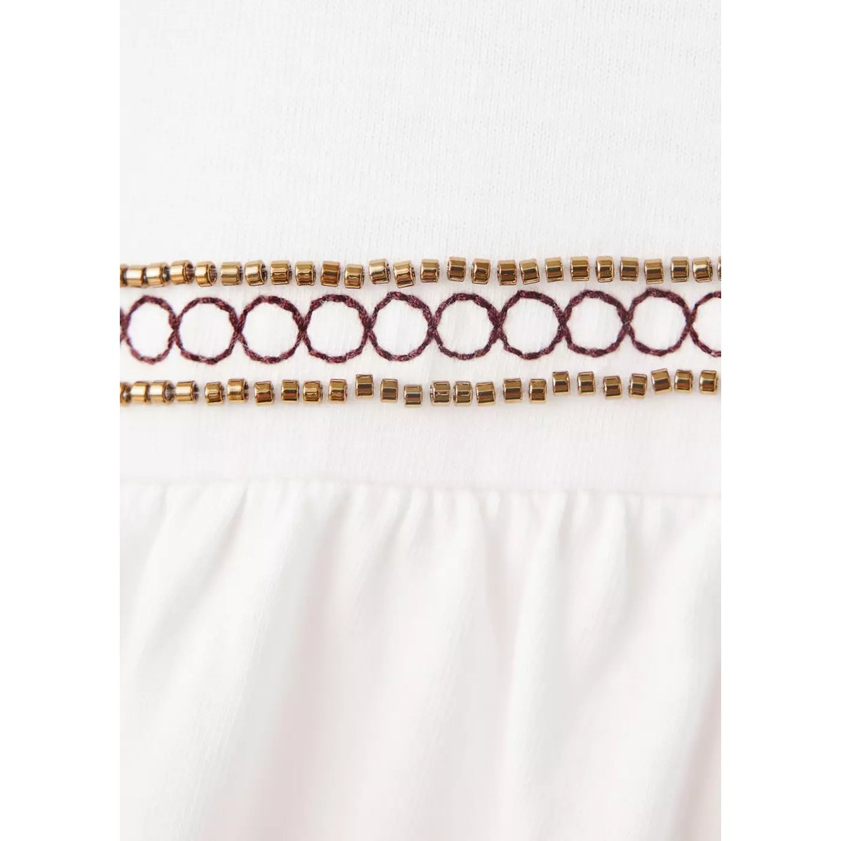 T-shirt coton détails brodés blanc cassé, MANGO KIDS