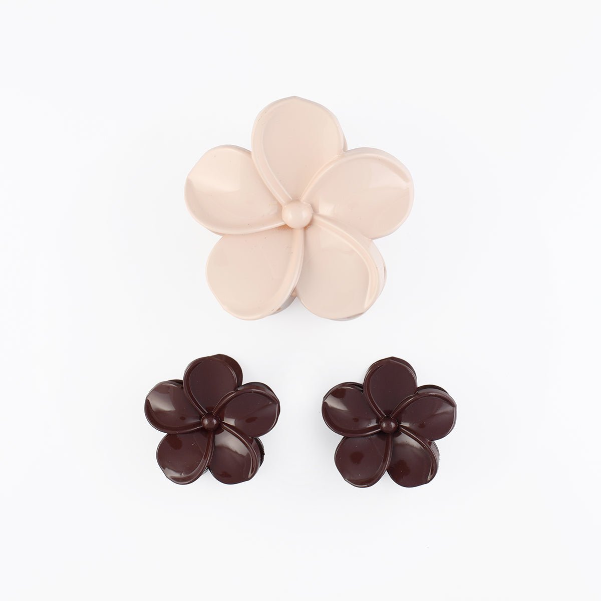 Set de 3 pinces cheveux fleurs beige, BALABOOSTE