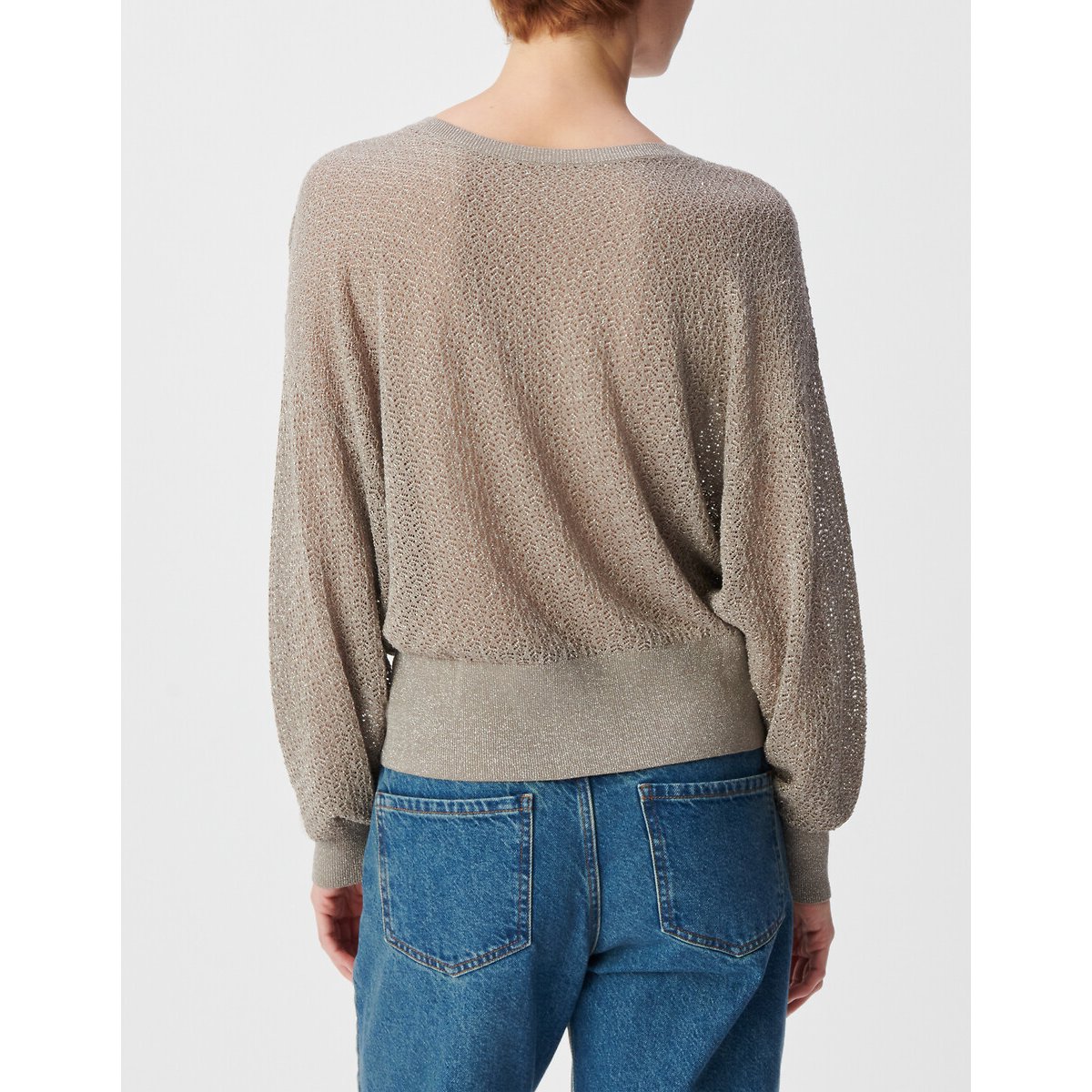 Maglia a maniche lunghe con scollo a V con filato metallizzato deserto, IKKS