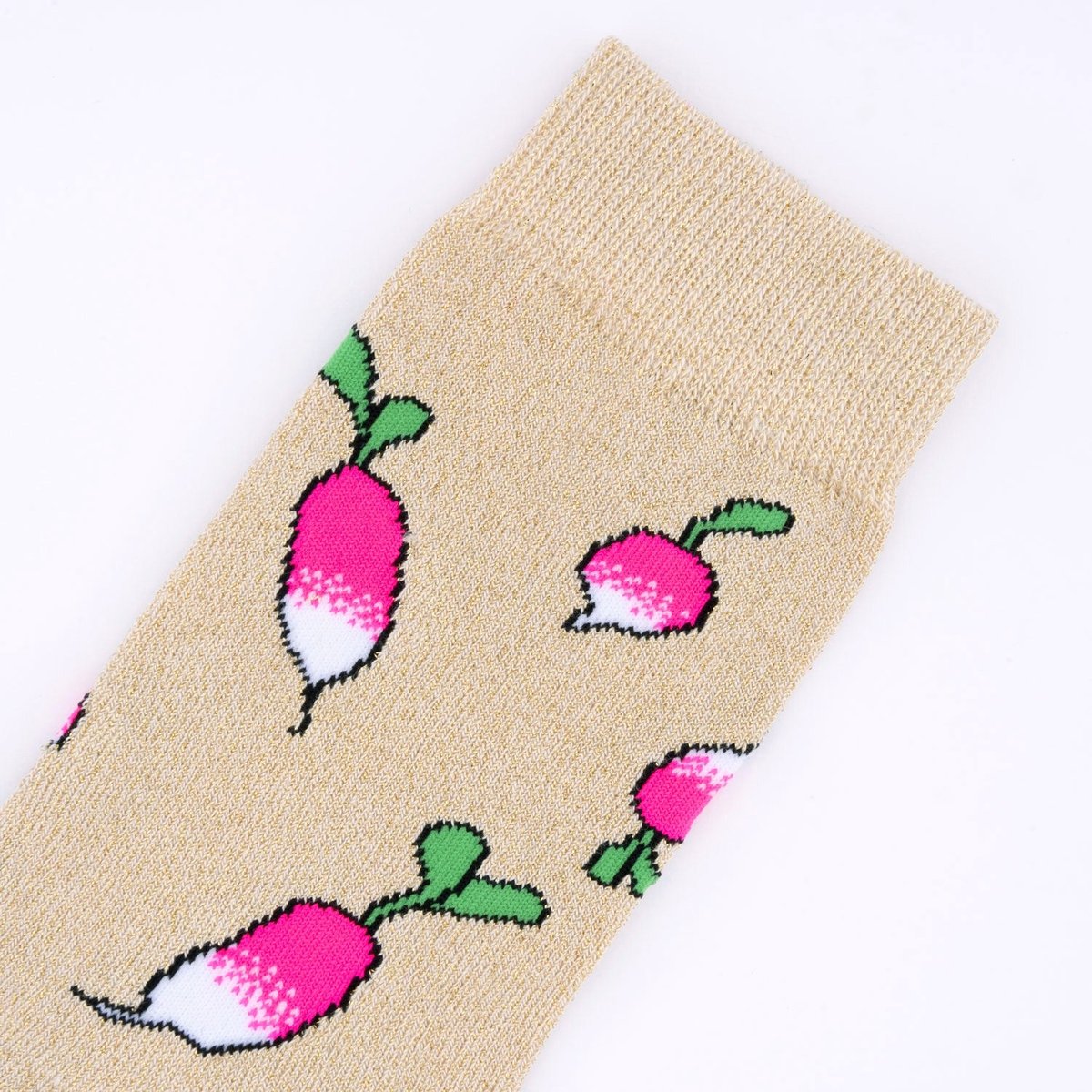 Chaussettes à paillettes RADIS beige à paillettes avec radis, COUCOU SUZETTE