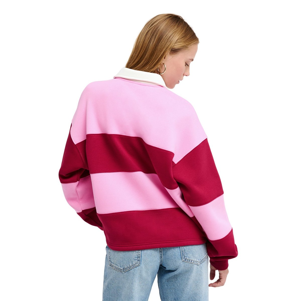 Sweatshirt à col chemise CROSS YOUR MIND. rose fuchsia pink, ROXY