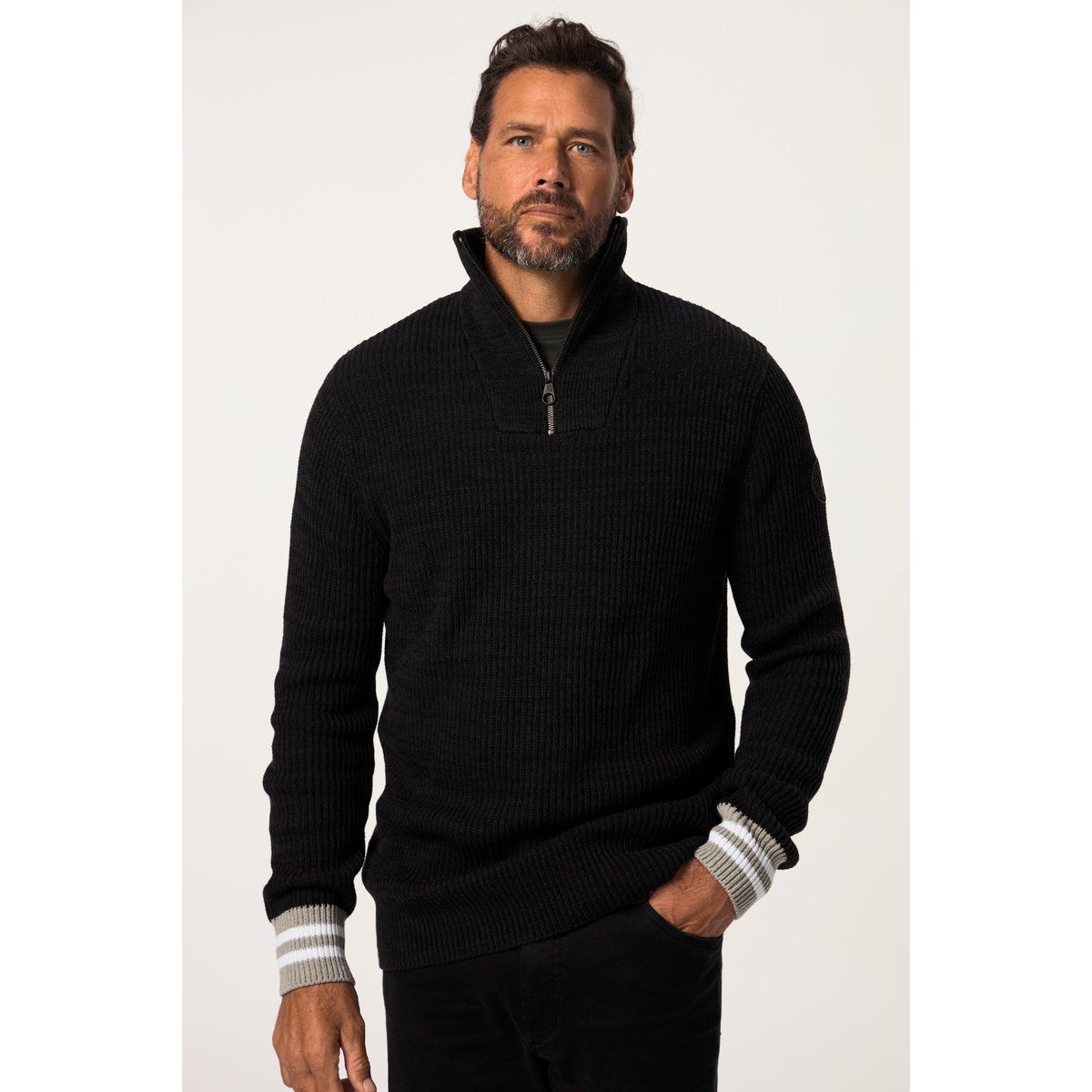 Pull en maille à col camionneur noir, JP1880