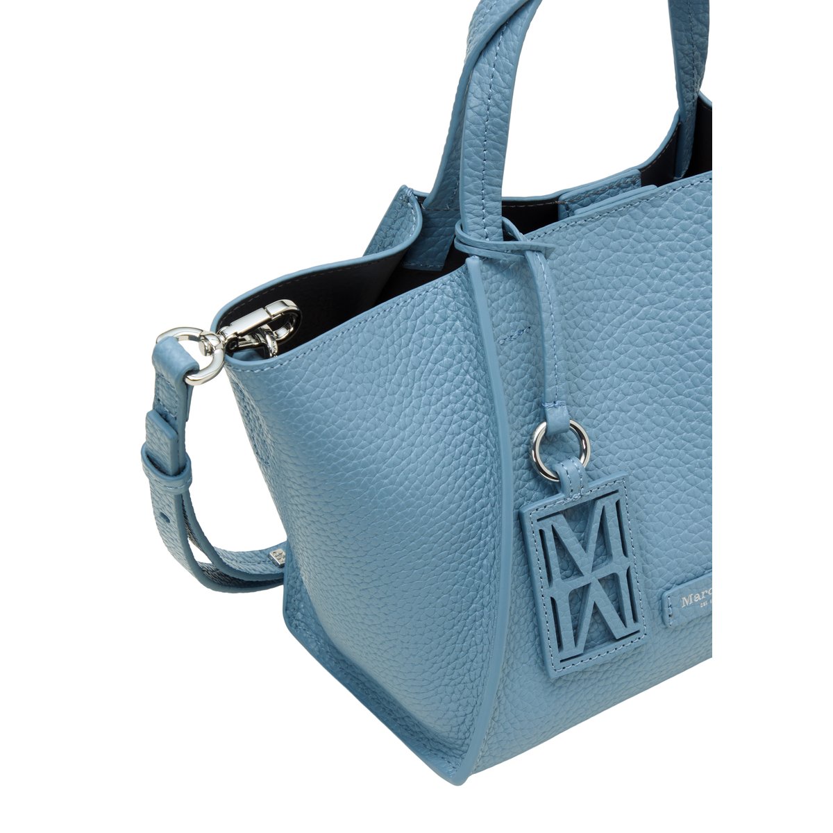 Sac à bandoulière modèle Biani en cuir de vachette finement grainé bleu, MARC O'POLO