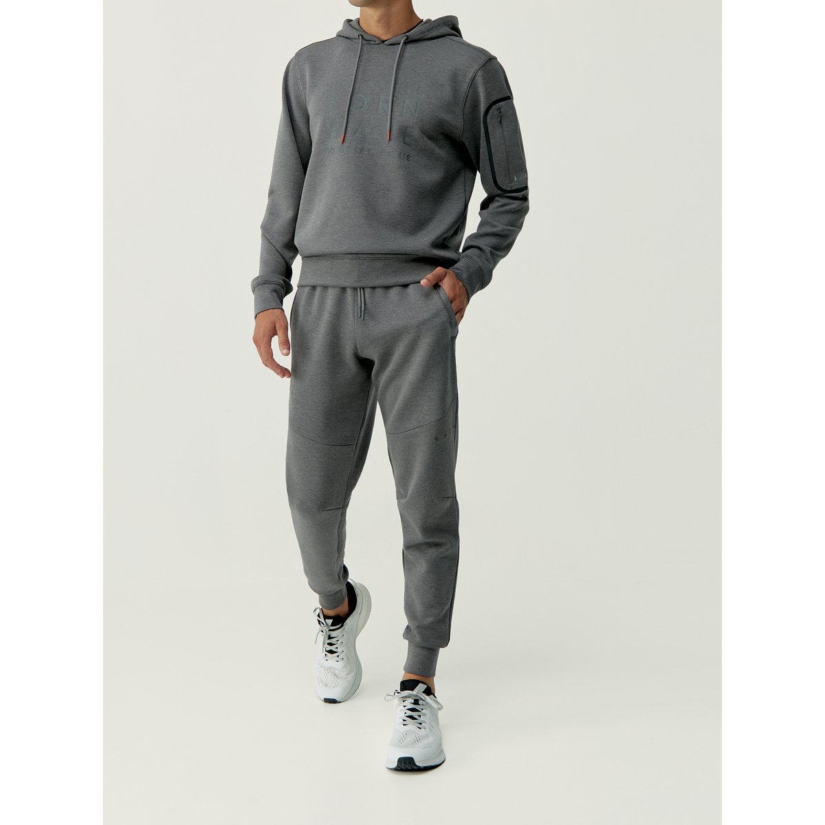 Sweat de sport à capuche Performance WAIKATO gris clair, BORN