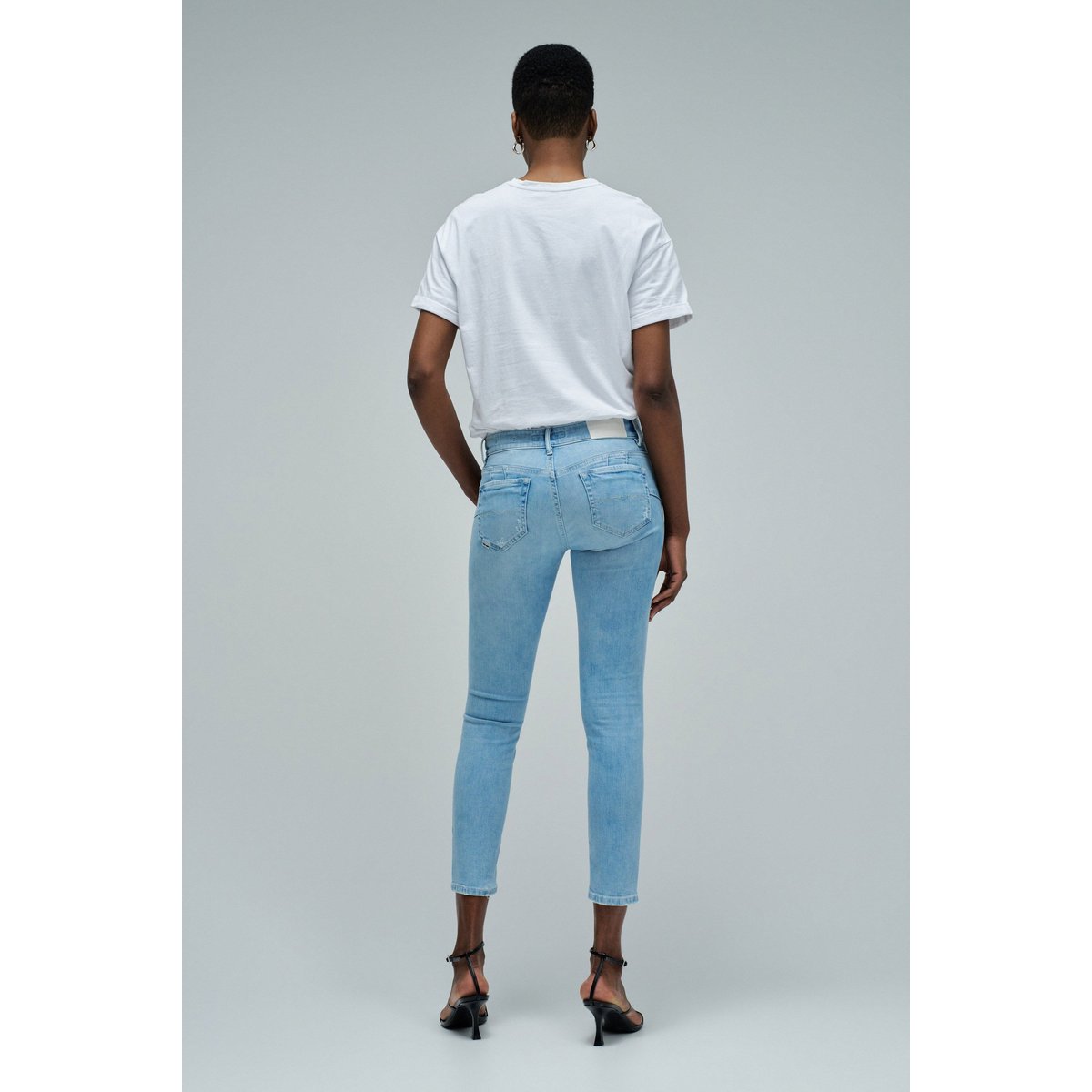 JEAN WONDER PUSH UP CROPPED SKINNY bleu turquoise, SALSA JEANS
