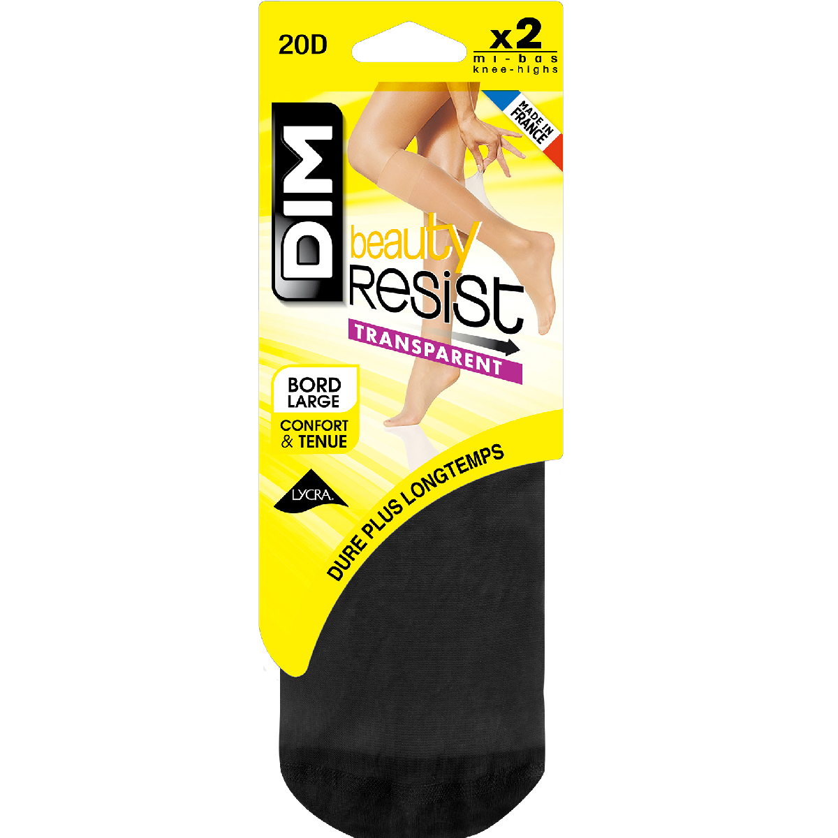 Lot de 2 Mi-Bas Transparents 20D Beauty Resist noir, DIM
