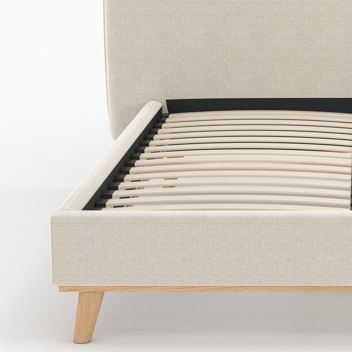 Lit double 160x200 cm en tissu - MODJO gris/beige, MAISON PAVANE