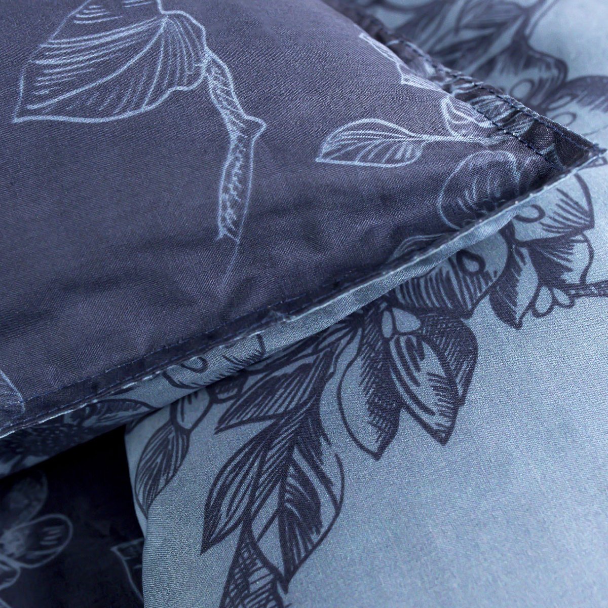 Parure de lit coton 2 personnes imprimé floral SUNSHINE bleu, TODAY