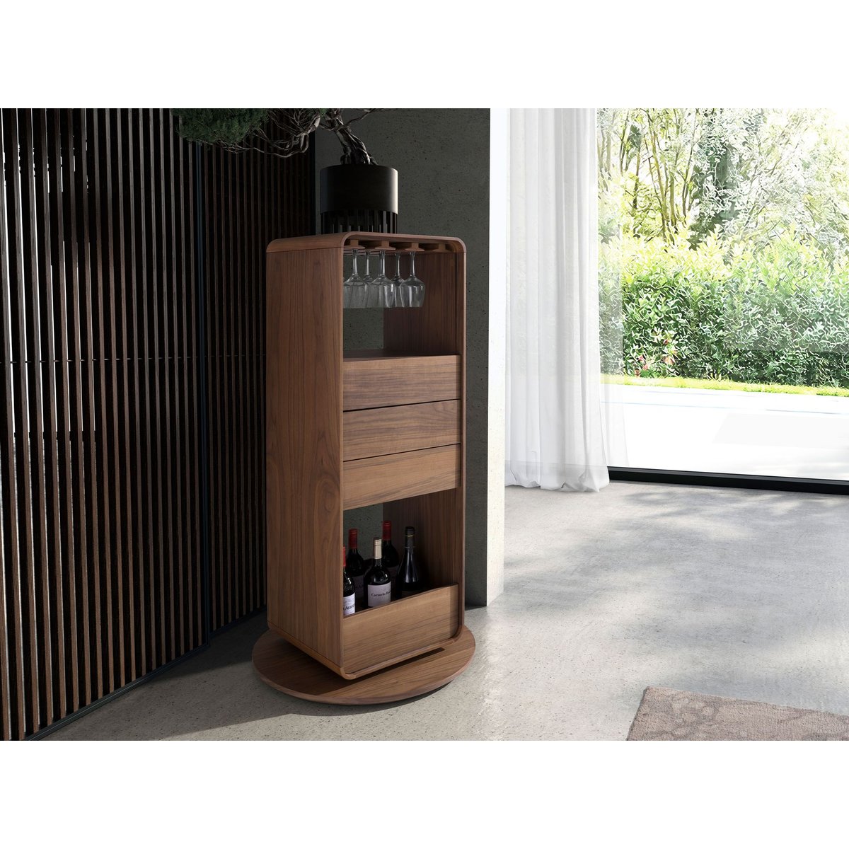Meuble bar pivotant en noyer noyer, ANGEL CERDA