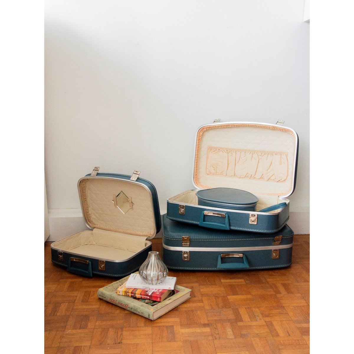Lot de 3 valises vintage Lucienne N°261 - Bon état bleu, DEBONGOUT