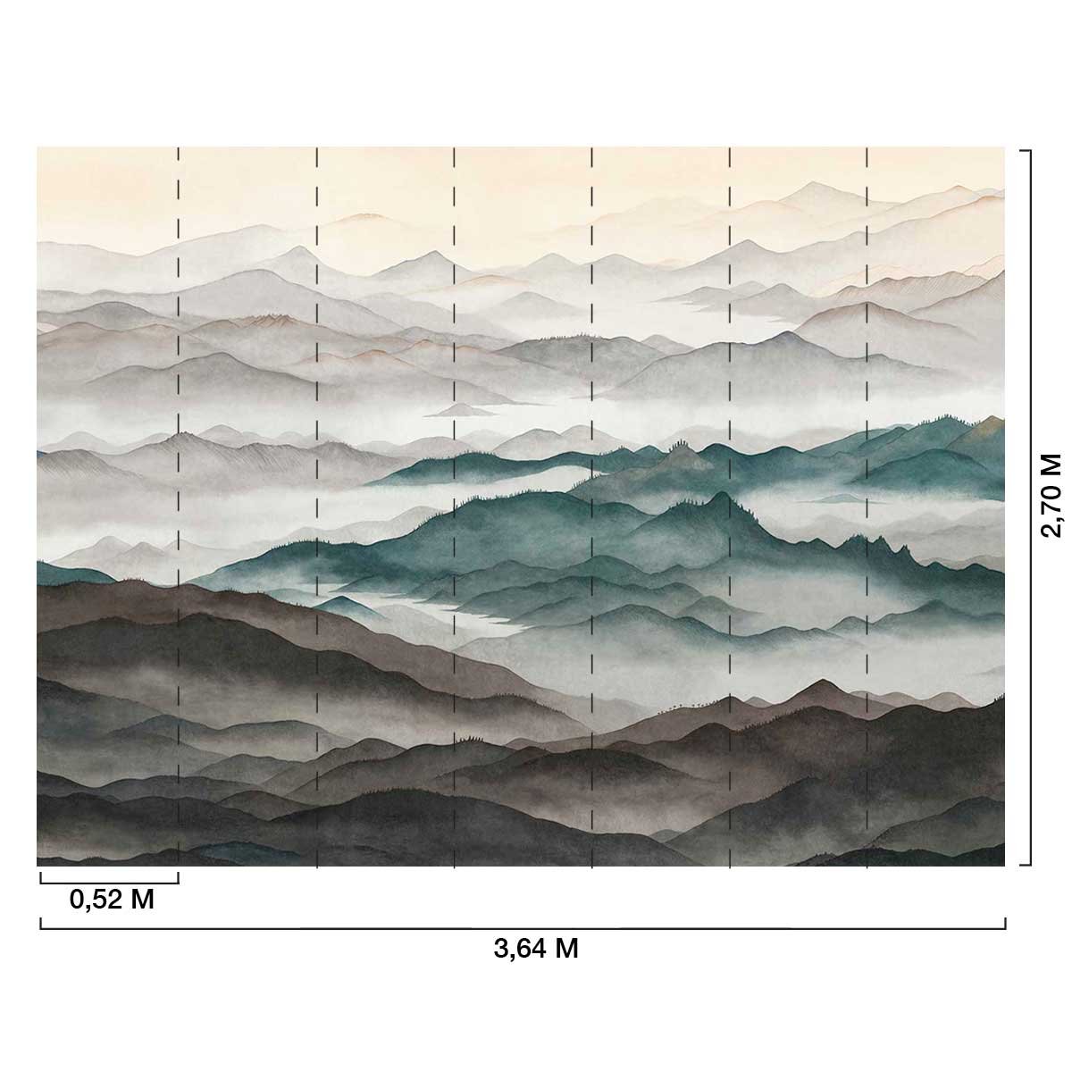 Papier peint Sommets Nuancés bleu, HEXOA
