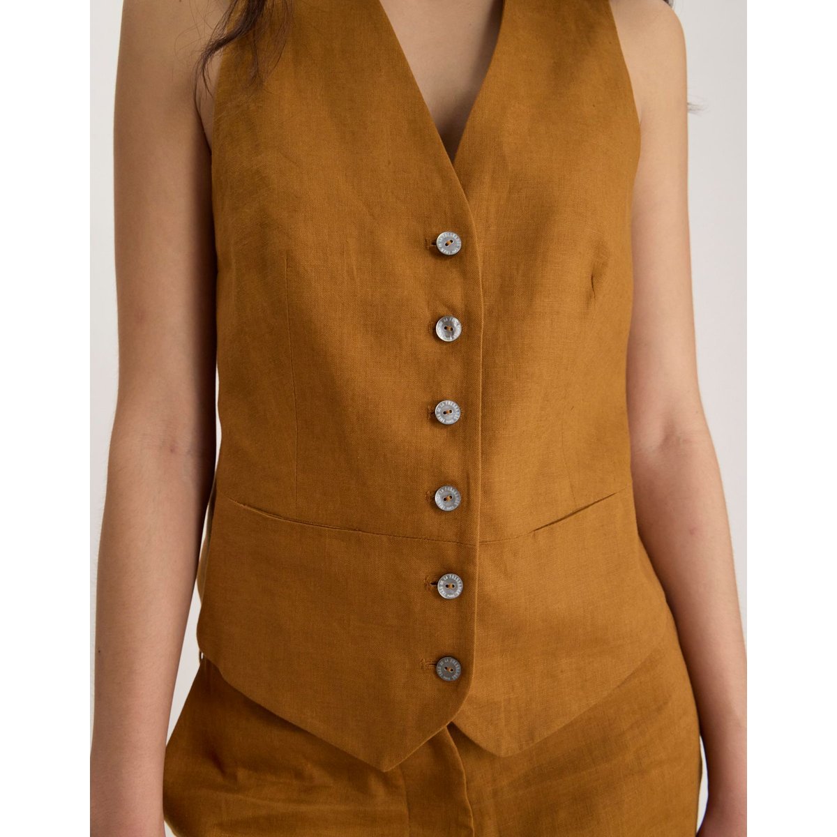 Gilet Sanite en lin marron, INES DE LA FRESSANGE PARIS