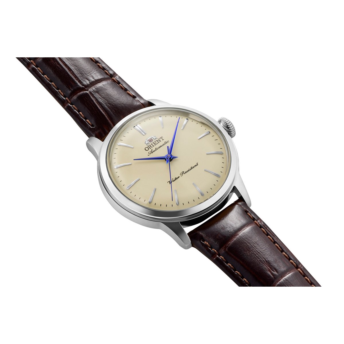 Montre Analogique  BAMBINO argenté ivoire marron foncé, ORIENT