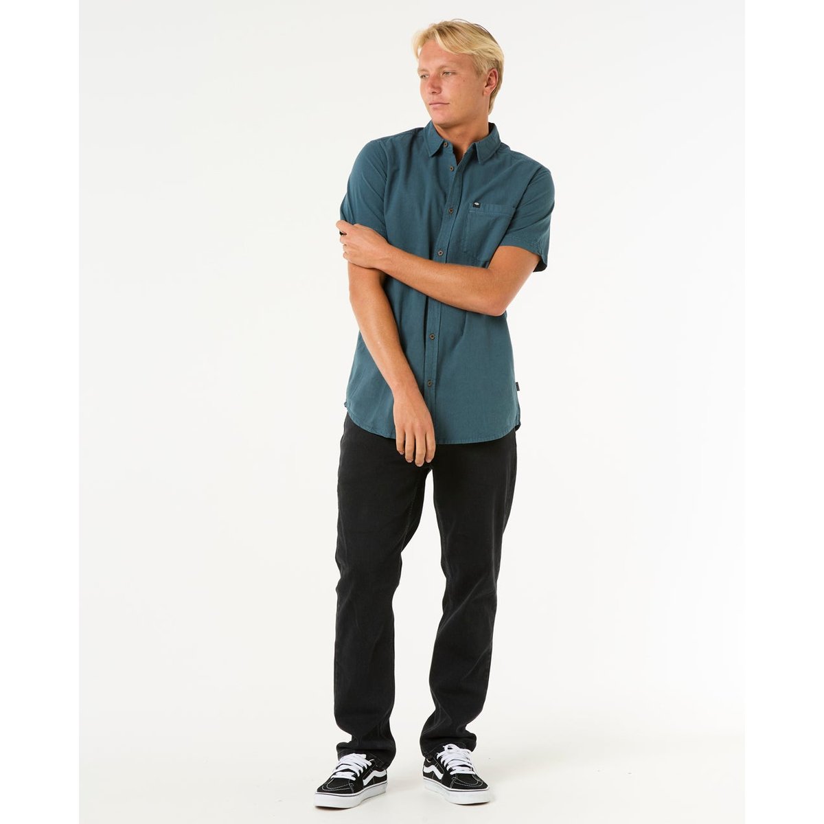 Chemise Classic SURF Washed à Manches courtes vert pin, RIP CURL
