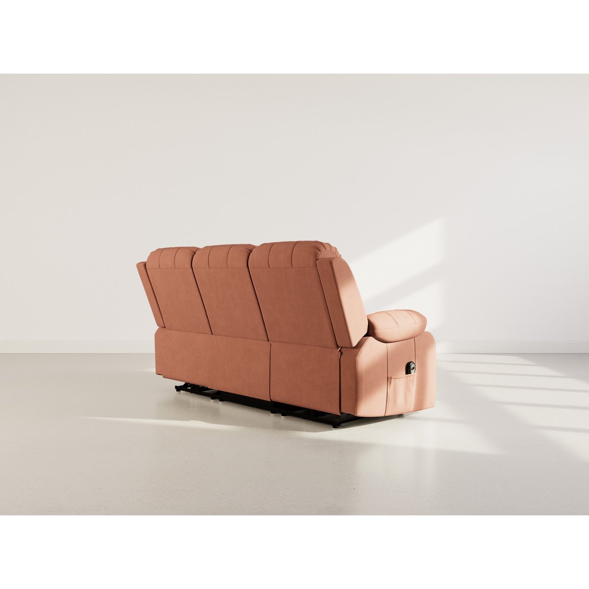 Canapé relax électrique velours côtelé 3pl, ARMAND terracotta, BEST MOBILIER