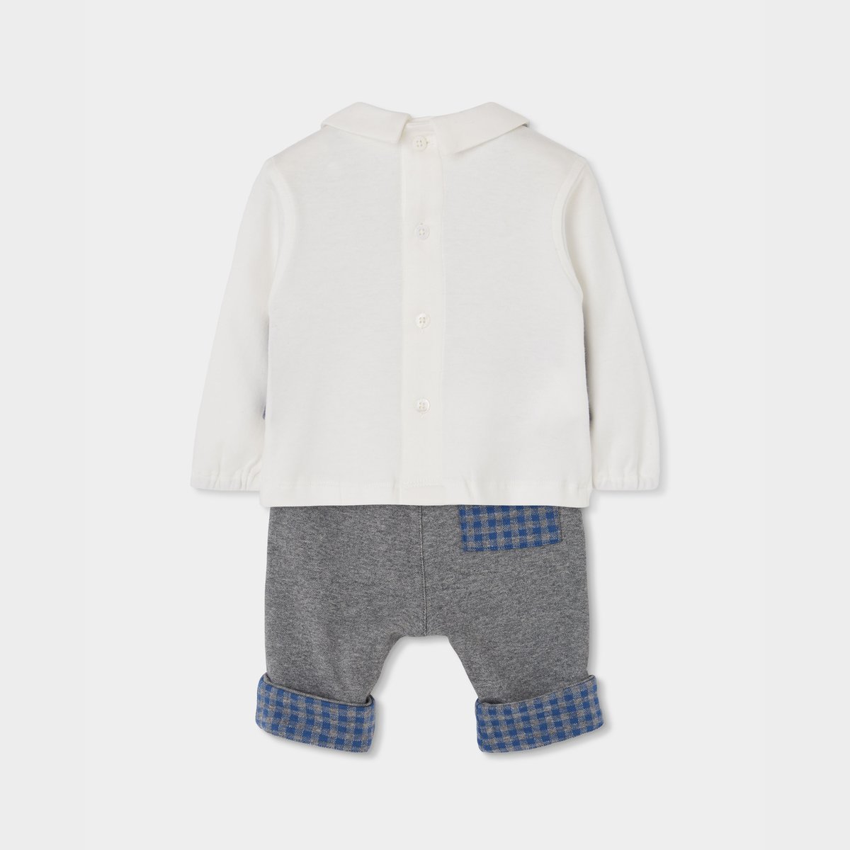 Ensemble bébé garçon maille à carreaux gris, BOBOLI