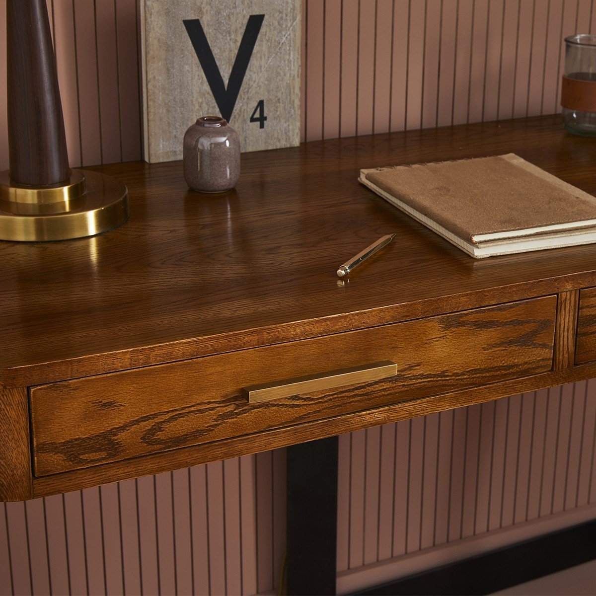 Bureau en métal et chêne massif SCARLETT bois clair, SIGNATURE