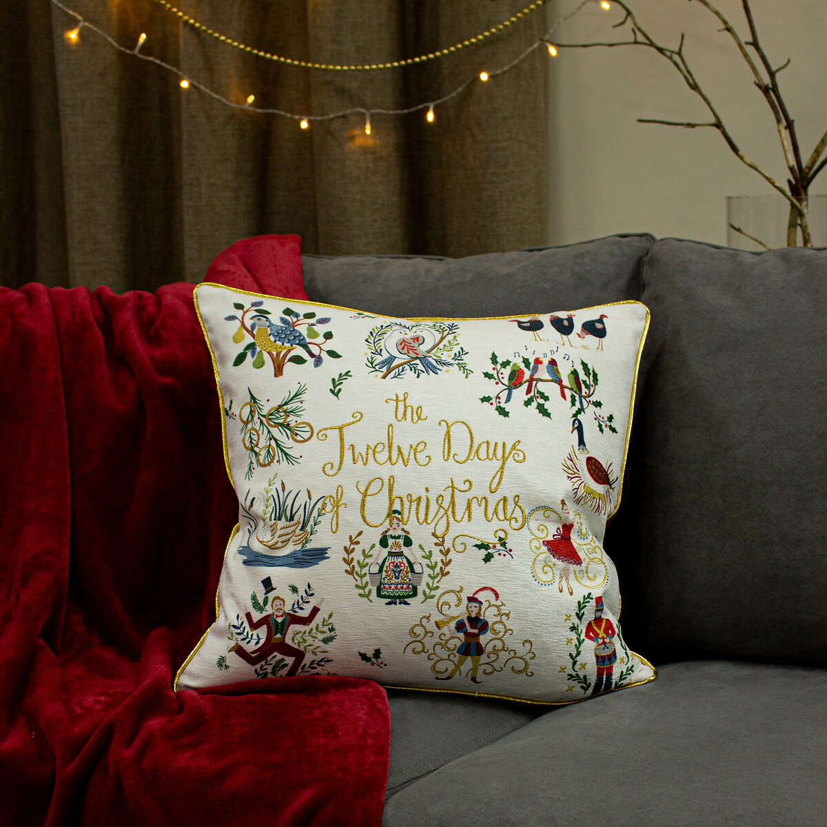 Twelve Days Of Christmas Filled Cushion 50x50cm multi-coloured, FURN.